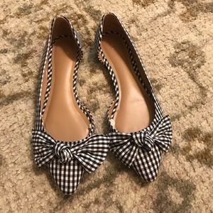 Gingham Black & White, tie knot flats